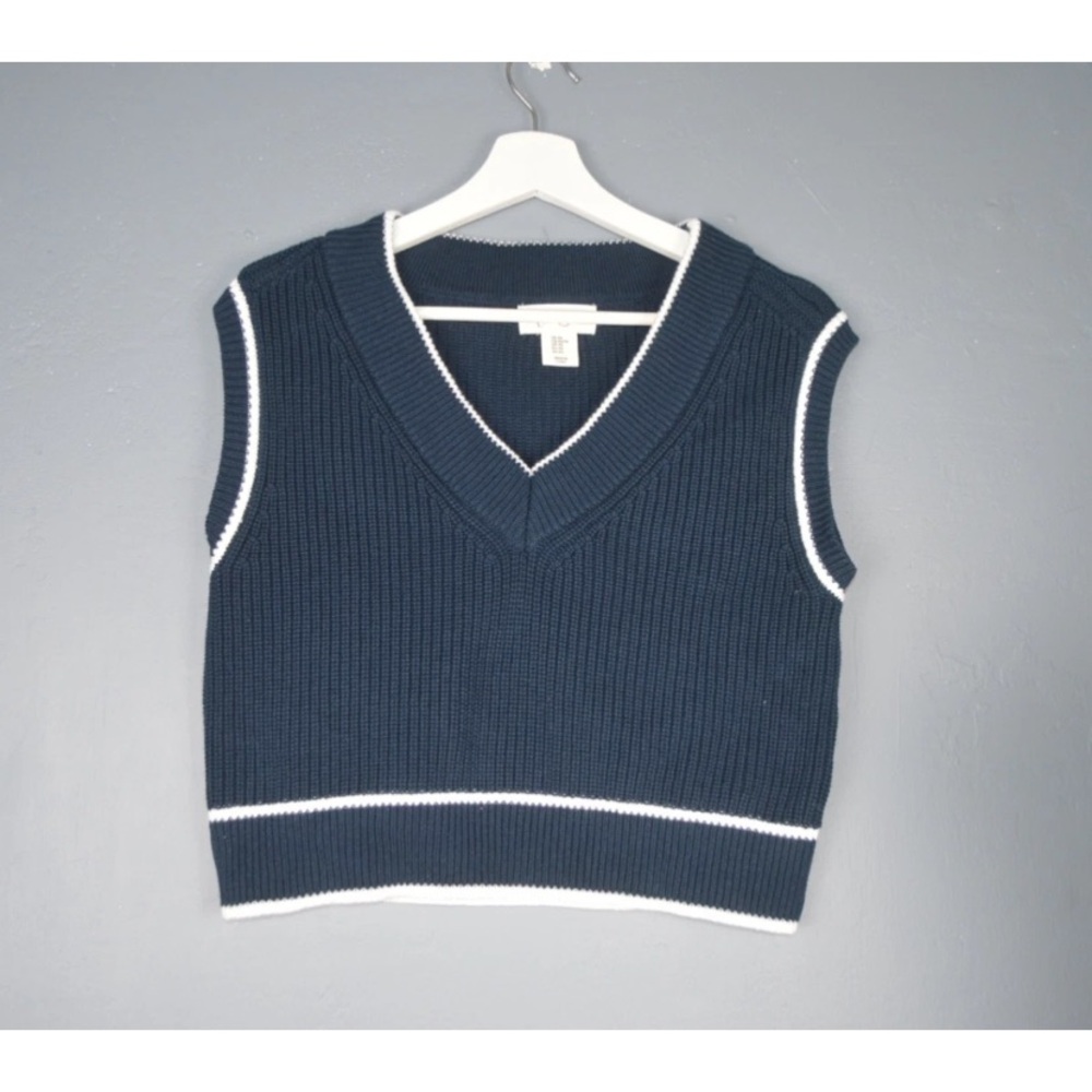 Jessica Simpson Sz XS Blue Knit Cropped Sweater Vest